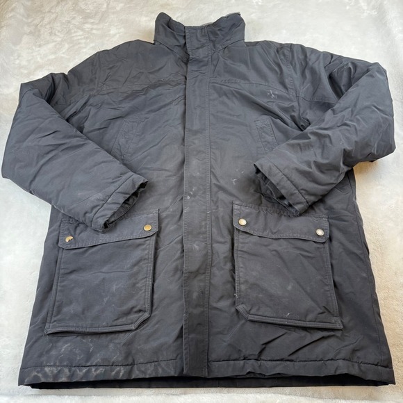 Lands' End Thermacheck Windcheck Mens Black Winter Coat Jacket L - Picture 1 of 8